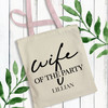 Wife of the Party Custom Tote Bags - Personalized Tote Bag for Bride to Be - Bridal Shower Bags - Bachelorette Party Gift Bags