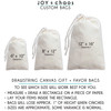 Custom Drawstring  Canvas Favor Bags and Personalized Bulk Fabric Gift Bags - 6" x 10" Small Fabric Bags - 8" x 12" Medium Cloth Bags - 12" x 16" Large Canvas Bags | Joy & Chaos