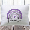 Purple Rainbow Personalized Pillowcase for Girls - Boho Rainbow Girls Bedding - Boho Rainbow Girls Room Decor - Pastel Purple, Lavender, Lilac and Gray Bedroom Pillowcase with Name