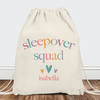 Sleepover Squad Backpacks - Custom Canvas Backpacks for Kids - Slumber Party Favors for Tween Girls - Boho Rainbow Girls Bags - Backpack with Name - Personalized Drawstring Backpack for Girls