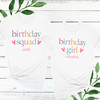 Pastel Birthday Girl Shirt - Personalized Girls Birthday Outfit - Muted Earth Tones - Pink, Purple, Gold, Mint Green - Custom Birthday Squad Tees for Girls Boho Rainbow Birthday Party Favors