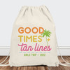 Good Times and Tan Lines Personalized Beach Bags - Palm Tree Tote Bags for Beach Girls Trip - Beach Vacation Custom Tote Bags - Personalized Canvas Drawstring Backpacks for Beach Party 