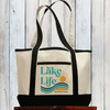 Lake Life Custom Beach Bag  - Personalized Canvas Tote Bag  - Customized Beach Bags - Vacation Beach Tote Bags - Lake Bachelorette Party Bags