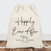 Happily Ever After Custom Wedding Welcome Bags - Eucalyptus Wedding Drawstring Canvas Backpack - Personalized Wedding Gift Bags 
