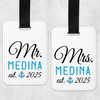 Mr. and Mrs. Luggage Tags - Personalized Nautical Wedding Luggage Tags for Bride and Groom - Boat Wedding Luggage Tags - Cruise Ship Honeymoon Luggage Tags