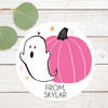Pink Pumpkin Halloween Party Favor Labels - Custom Halloween Stickers - Waterproof Cup Stickers for Adult Halloween Party 