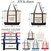 Custom Logo Beach Tote Bags - Full Color Printing on Bulk Canvas Boat Totes with Handles, Front Pockets, Zippered Inside Pockets - Custom Printing on Beach Bags