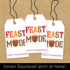 Feast Mode Printable Thanksgiving Tags - Thanksgiving Favor Tags - Instant Download Digital PDF File Hang Tags to Print at Home - Friendsgiving Tags for Napkins, Party Favors, Gifts 