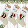 Plaid Pinecone Monogrammed  Stockings for the Family -  Personalized Christmas Stockings - Red and Black Buffalo Check Plaid Monogram Stockings with Names - Matching Family Stockings - Rustic Christmas Decor