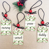 Watercolor Holly Personalized Wood Stocking Tags - Custom Christmas Stocking Tags with Names - Matching Wooden Stocking Tags for Family - Elegant Wooden Holiday Stocking Tags