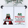 Plaid Pinecone Monogrammed Hand Towels
