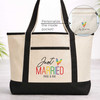 Rainbow Heart Just Married Beach Tote Bag