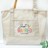 Rainbow Heart Just Married Beach Tote Bag