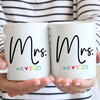 Mrs. & Mrs. Mugs - Personalized Mug Set for Lesbian Couple - Custom Hers and Hers Mugs for Brides - Gift for Wife - Wedding Mugs for Same Sex Female Couple