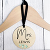 Personalized Wedding Dress Hanger Tag for Bride - Custom Wood Suit Hanger Tags with Last Names for Bride and Groom - Eucalyptus Leaf Print Wooden Wedding Gift Tags for Mr. and Mrs.