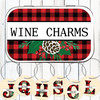 Plaid Pinecone Monogram Wine Charms