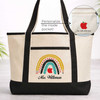Mod Rainbow Teacher Beach Tote Bag