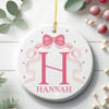 Pink Bow Monogrammed Ornament