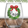 Christmas Wreath Wine Glass