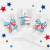 4th of July Bow and Stars 16oz Clear Cups