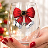 Santa Bow  Wine Glass