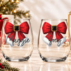 Santa Bow  Wine Glass