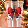 Santa Bow 16oz Clear Cups