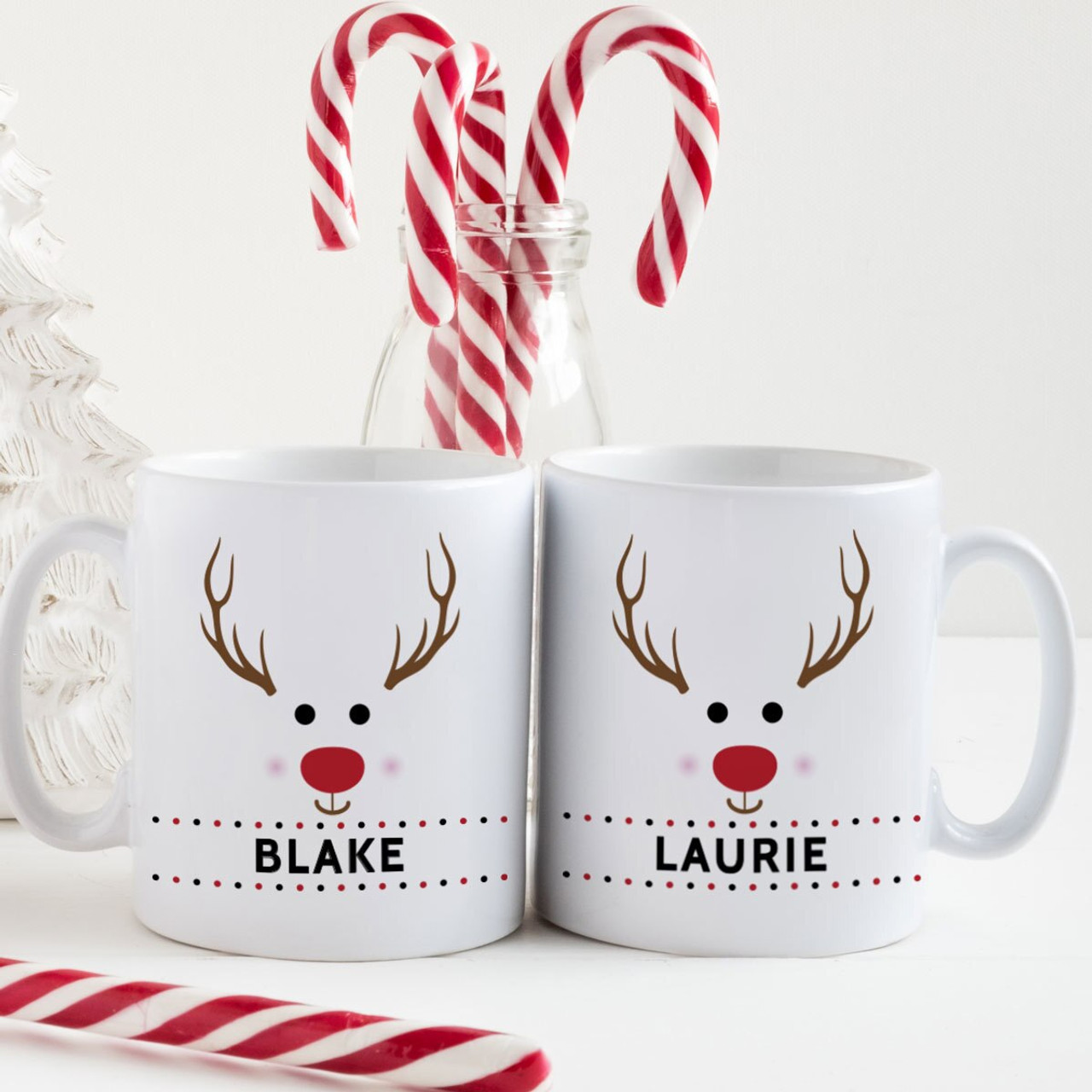 Red-Nosed Reindeer Personalized Christmas Mugs