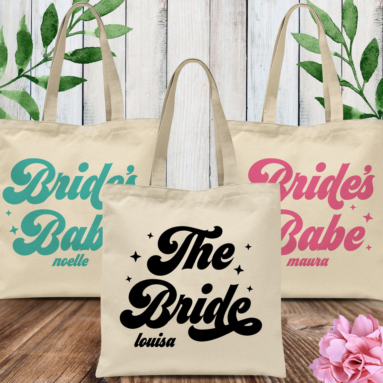 Bridal Party Canvas Tote Personalized with a Stylized Name