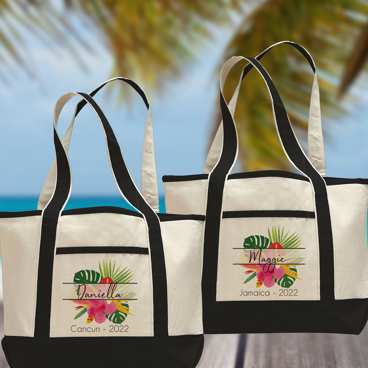 Modern Monogram Beach Tote Bag