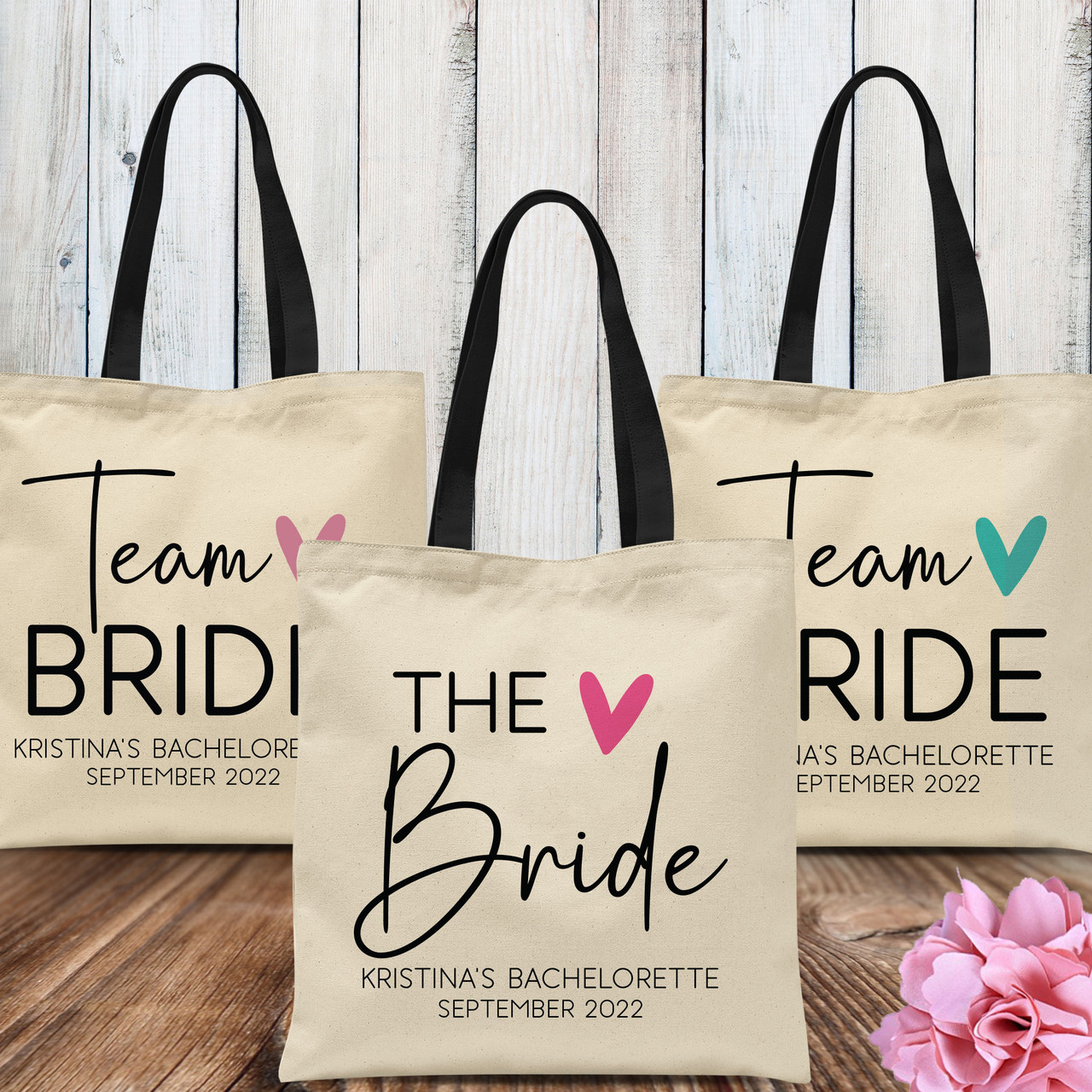 TBF Personalized Bride Tote Bag Wedding Bachelorette Bridal Shower  Bridesmaids Bachelorette Cute Canvas Gift Bags