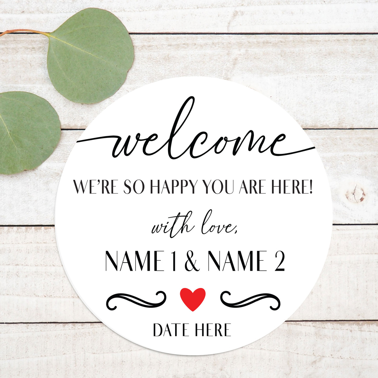 Printed Heart Welcome Bag Tags, Personalized Wedding Welcome Tags