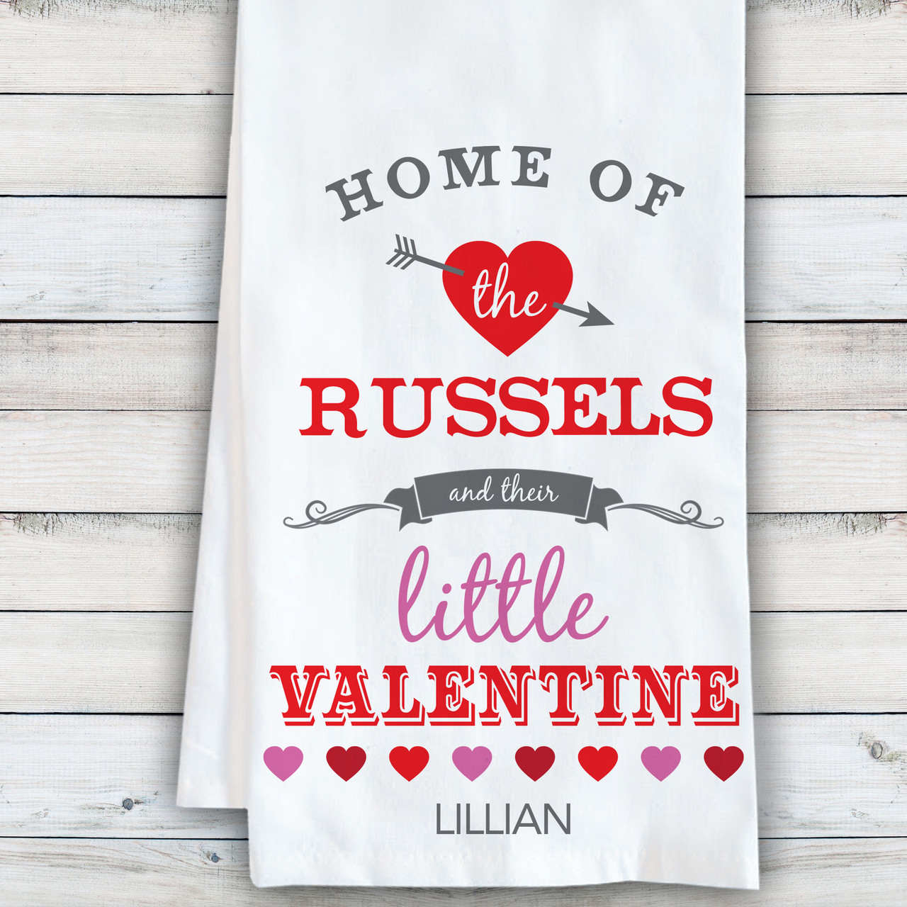 Little Valentines Personalized Kitchen Tea Towel