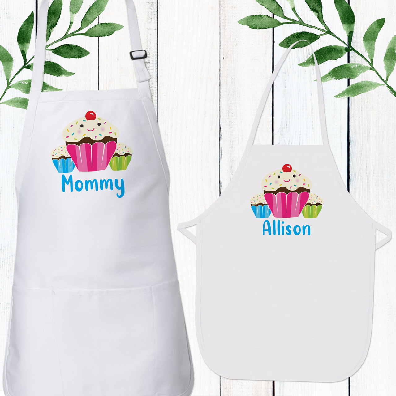 Mother & Daughter Matching Cupcake Half Apron Set