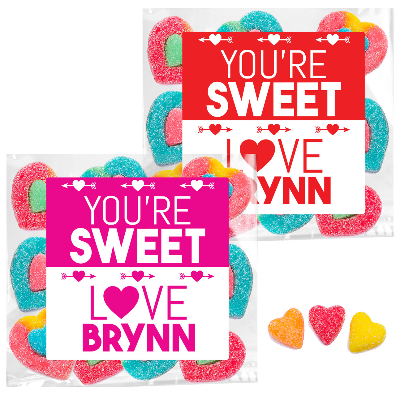 You're Sweet Heart Personalized Valentine's Day Stickers + Bags