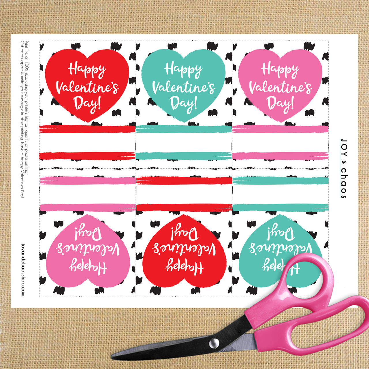 Mod Heart Printable Valentine's Day Cards (Instant Download)