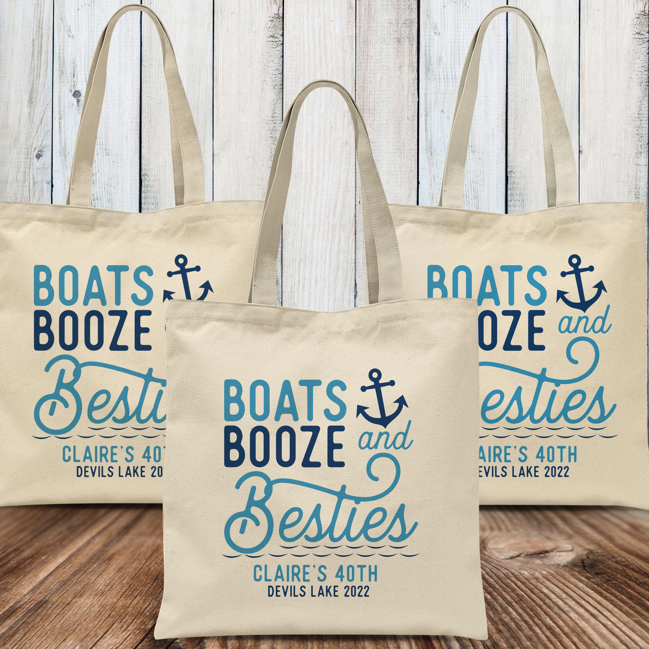 Boats Booze & Besties Custom Tote Bags