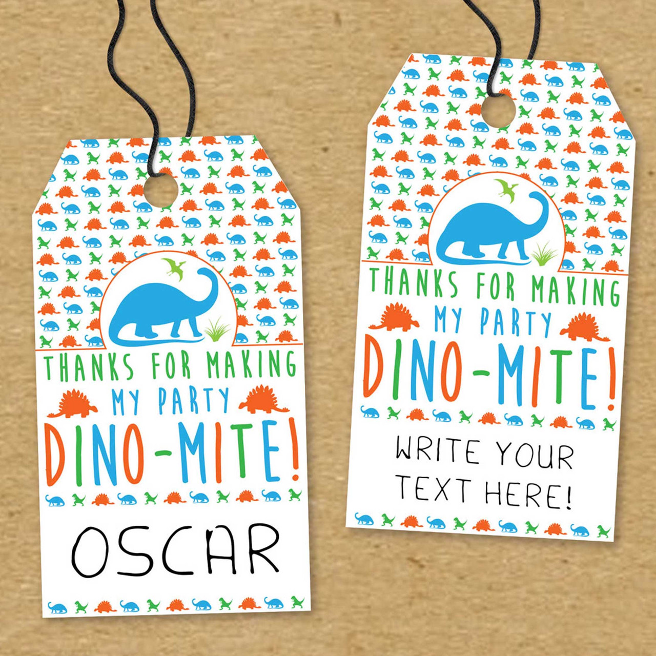 Printable Dinosaur Party Birthday Favor Tags (Instant Download)