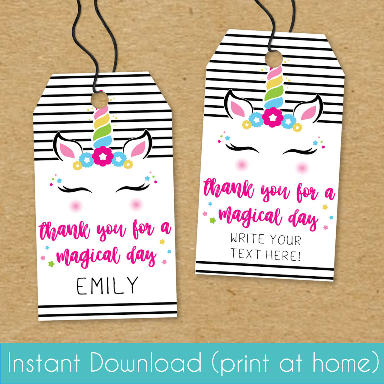 Printable Magical Mod Unicorn Birthday Favor Tags (Instant Download)