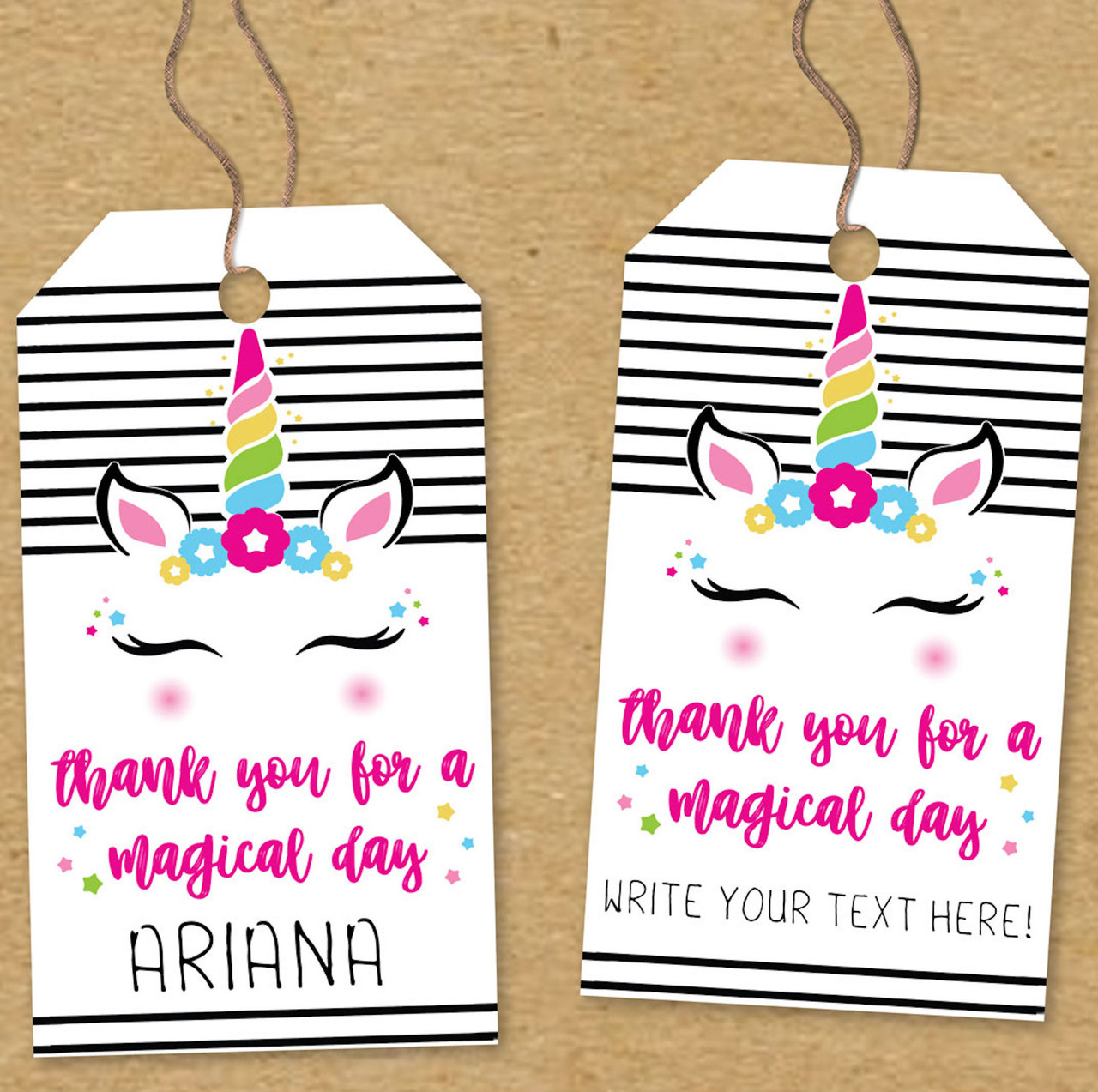 Printable Magical Mod Unicorn Birthday Favor Tags (Instant Download)