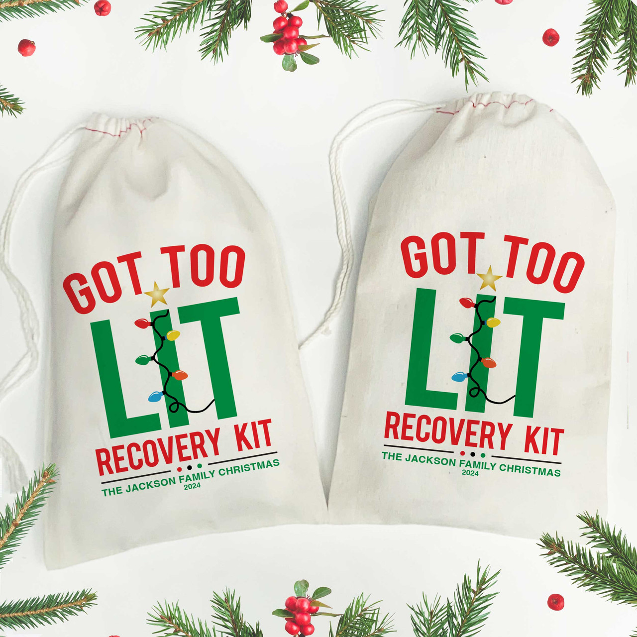 Got Too Lit Christmas Hangover Recovery Kit Bags