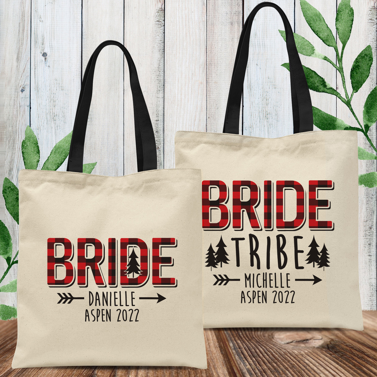 Plaid Bride Tribe Custom Tote Bags