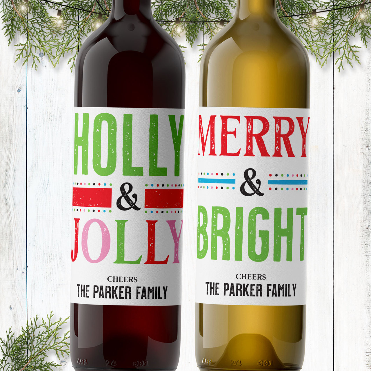 Holly Jolly Christmas Personalized Gift Labels - Colorful Custom