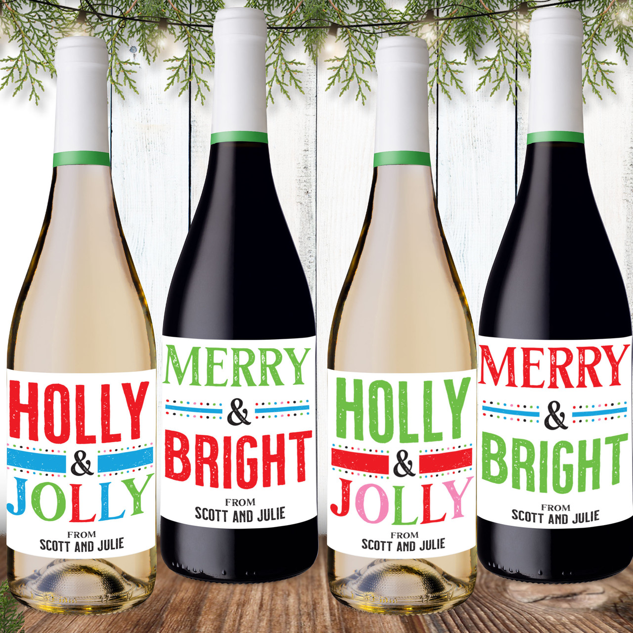 Holly Jolly Christmas Personalized Gift Labels - Colorful Custom