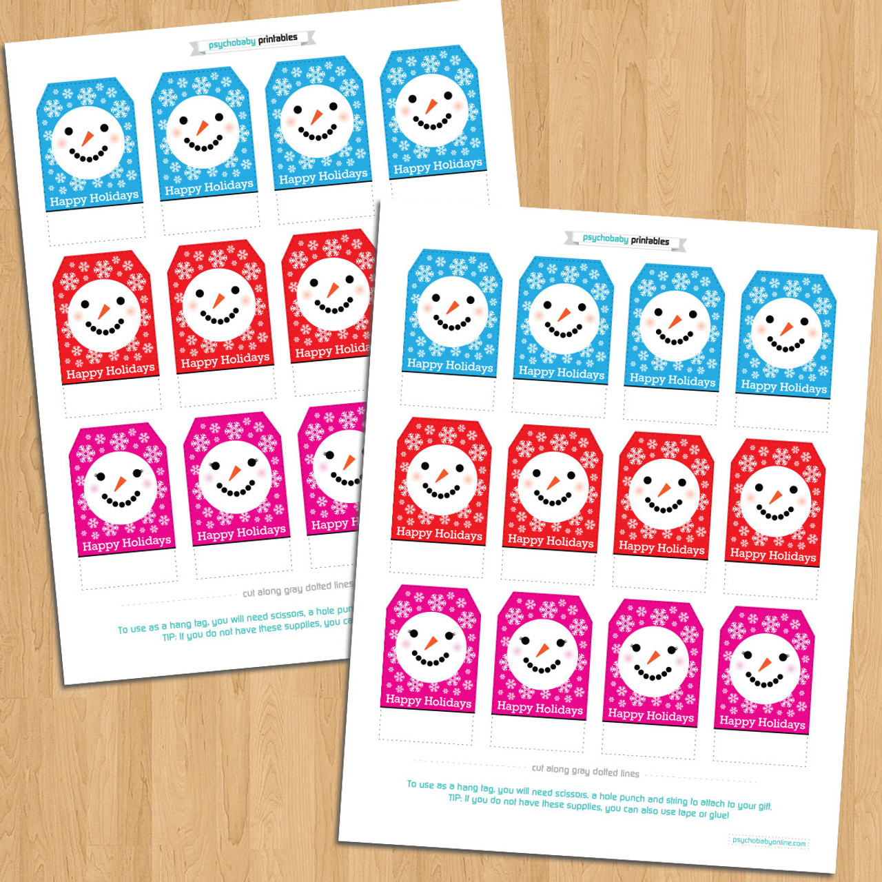 Holiday Gift Tags, Happy Holidays, Instant Download