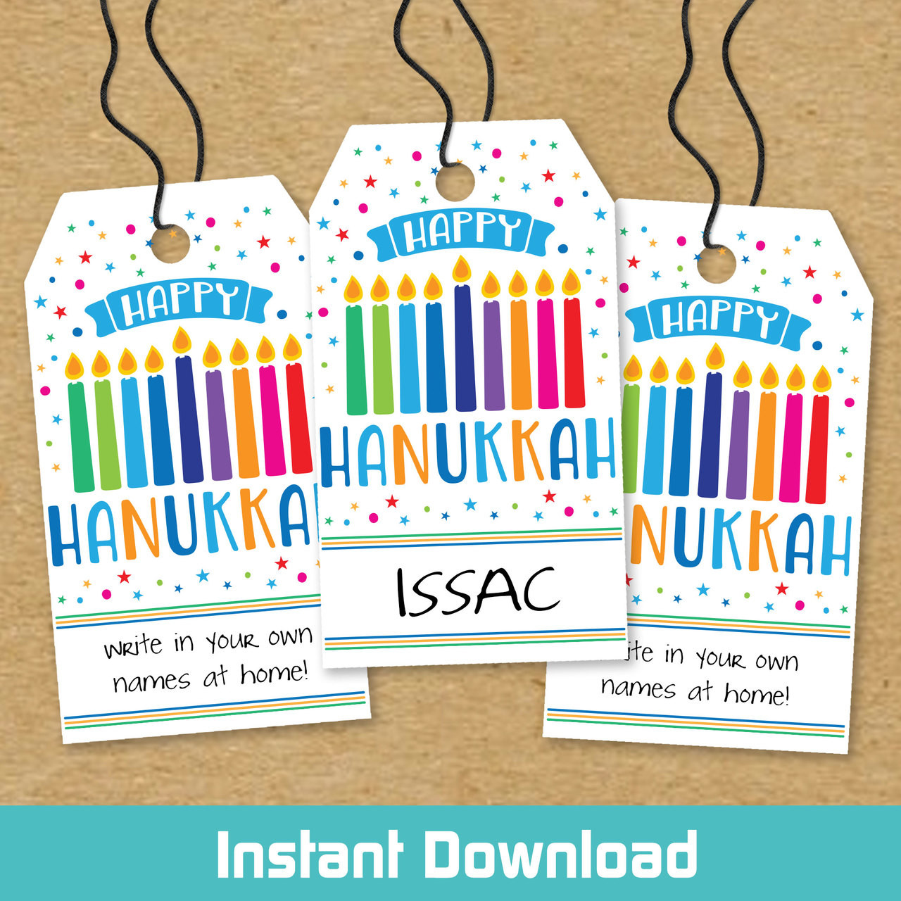 Printable Menorah Magic Hanukkah Gift Tags (Instant Download)