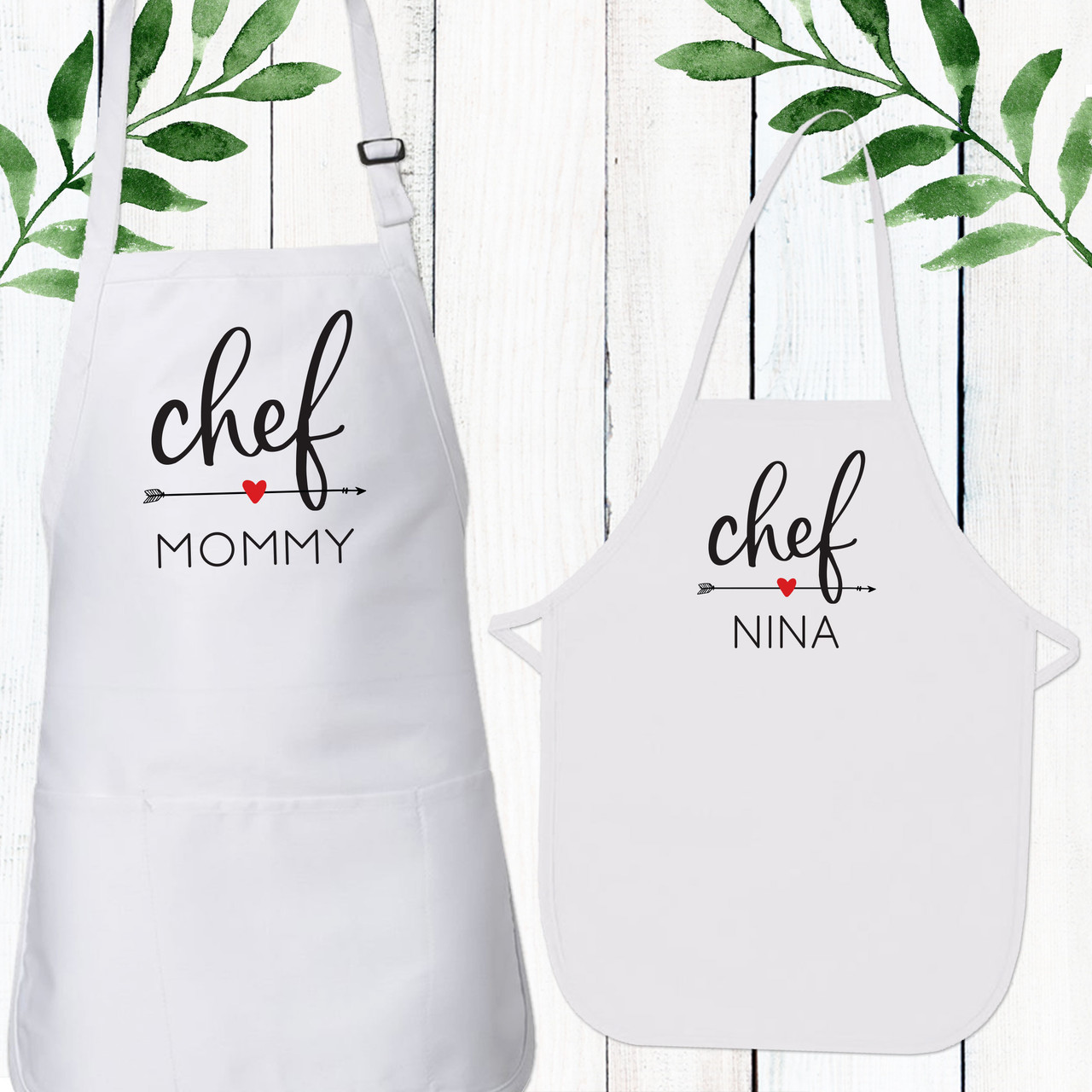 Little Chef and Mommy Chef Design Gifts for Mom and Kids 2 Piece Apron Set