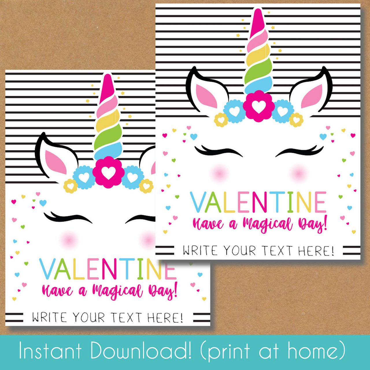 Magical Mod Unicorn Personalized Valentine's Day Stickers + Bags