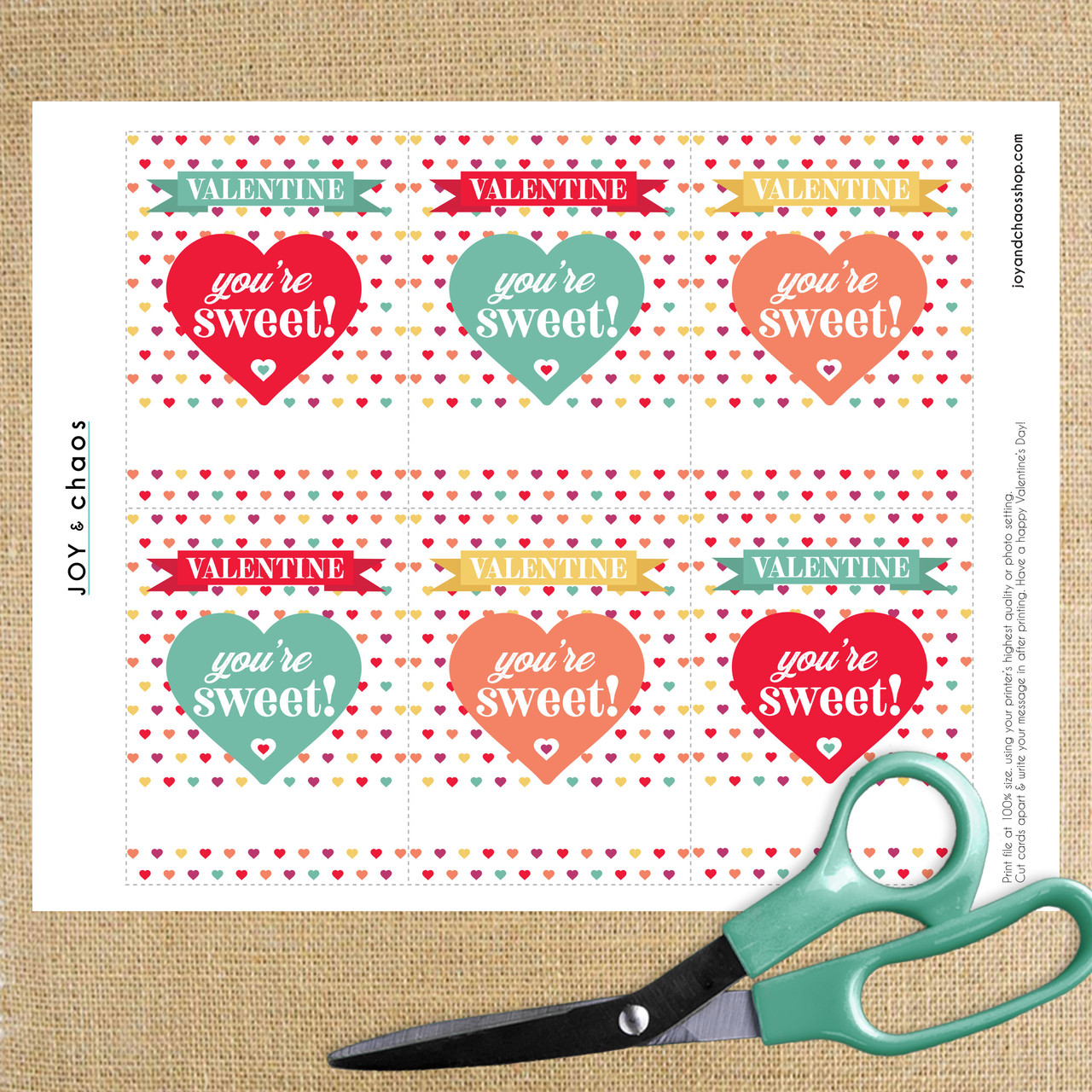 Kids Free Printable Valentine Cards - Print & Take to School