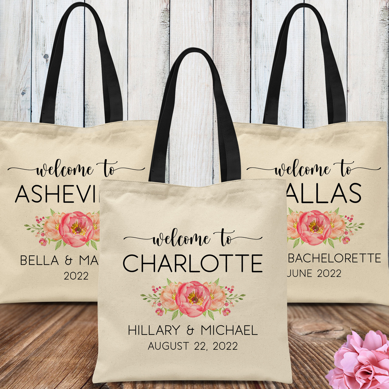 Custom Pink Tote Bag - Cheap Personalized Tote Bags Pink